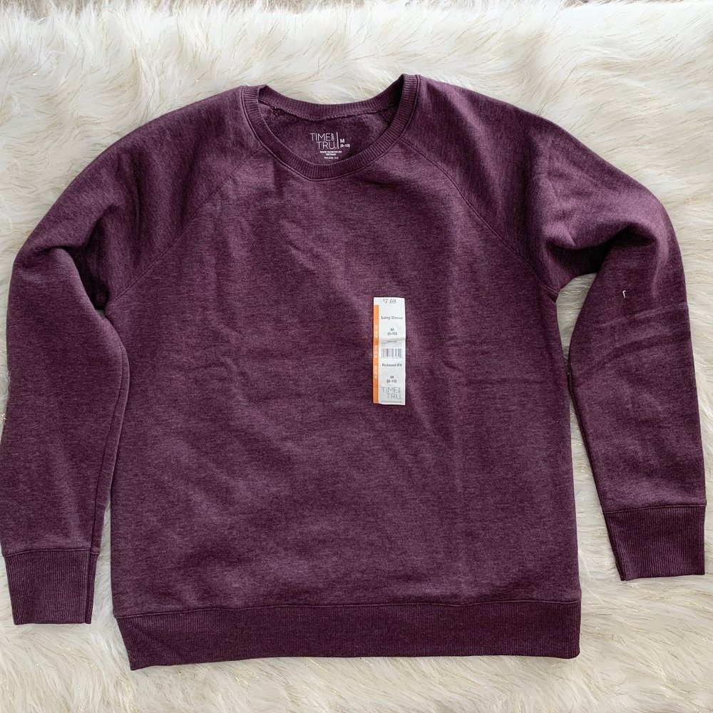Time and Tru Purple Pearl Relaxed Fit Sweatshirt M
